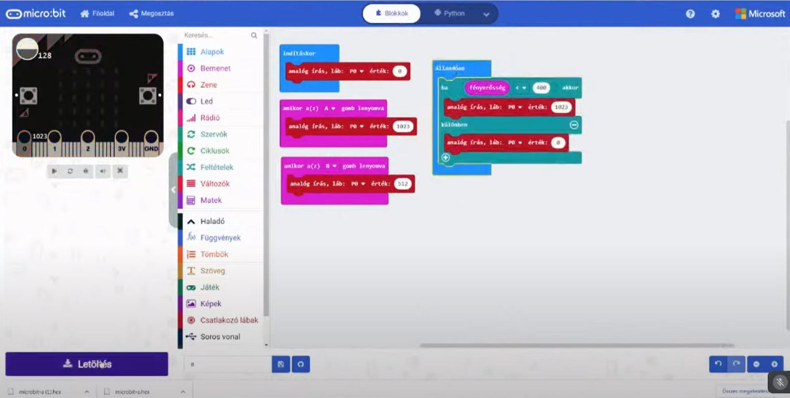 microbit progamozas